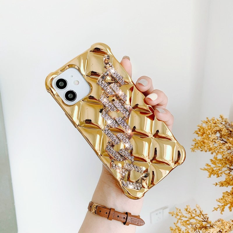 Capa iPhone Diamante 3D Pulseira Strass