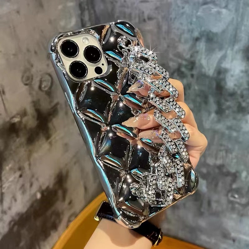 Capa iPhone Diamante 3D Pulseira Strass