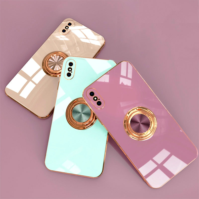 Capa iPhone Luxo Com anel de Suporte