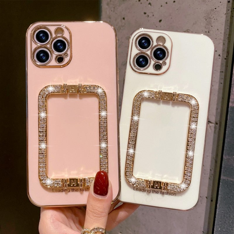 Capa iPhone Luxo Suporte Strass