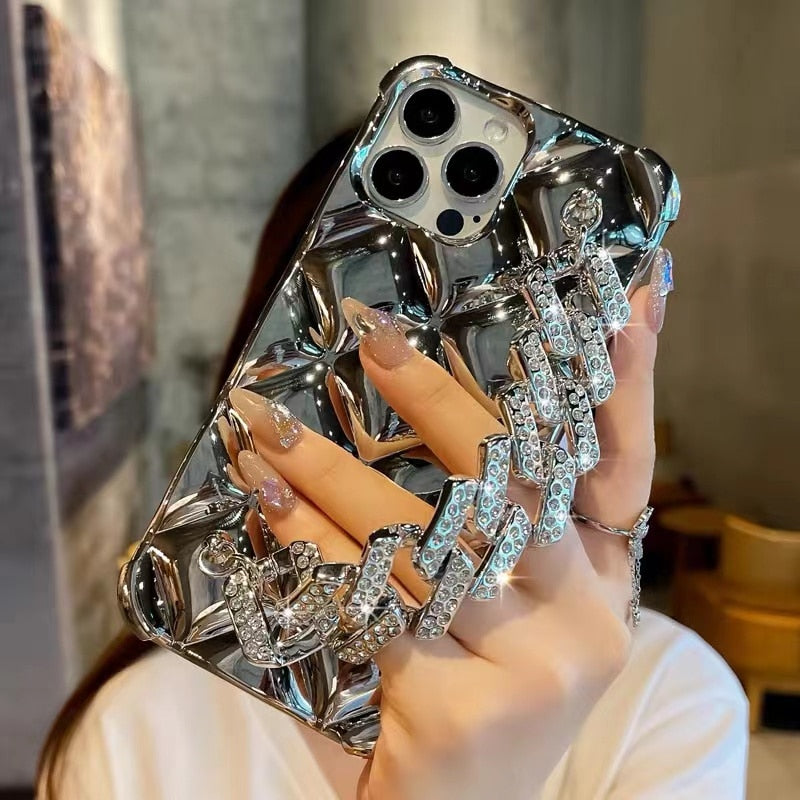 Capa iPhone Diamante 3D Pulseira Strass