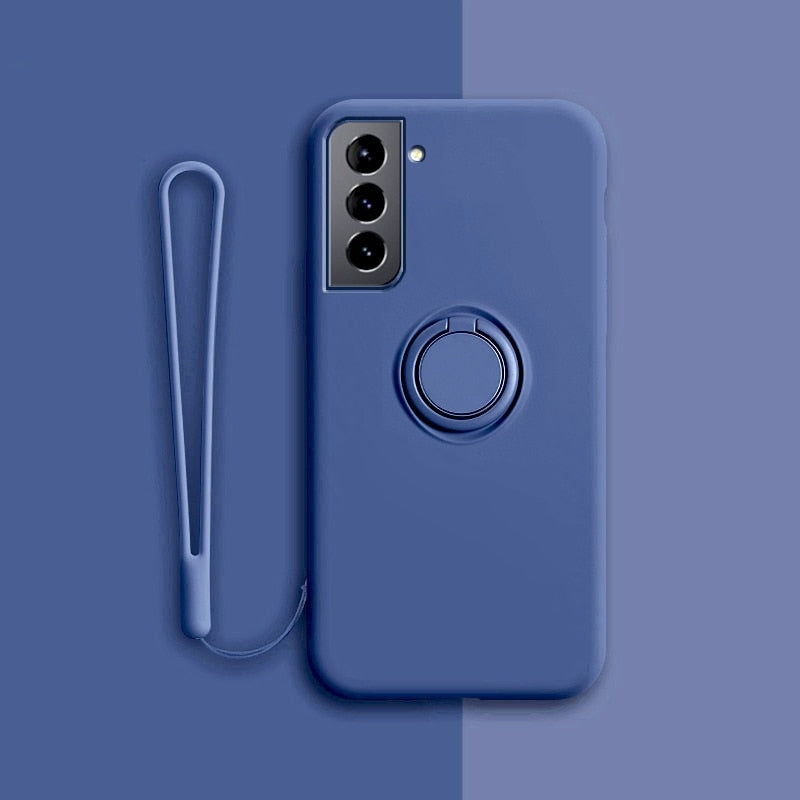 Capa Samsung Silicone Macio com Anel e Cordão