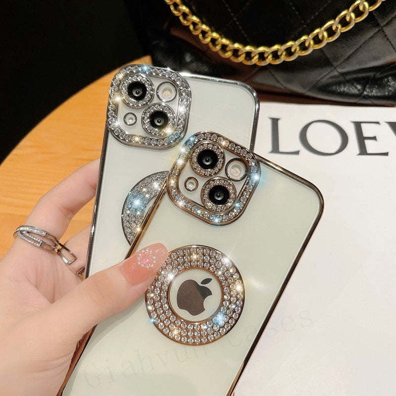 Capa iPhone Luxo Logo Strass